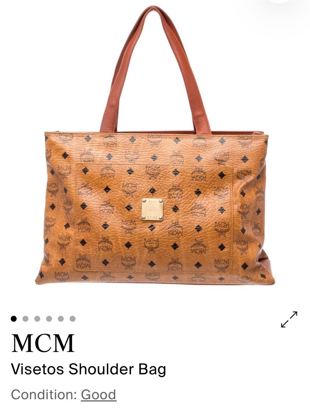 MCM Visetos Shoulder Bag in Cognac Brown with Black Monogram